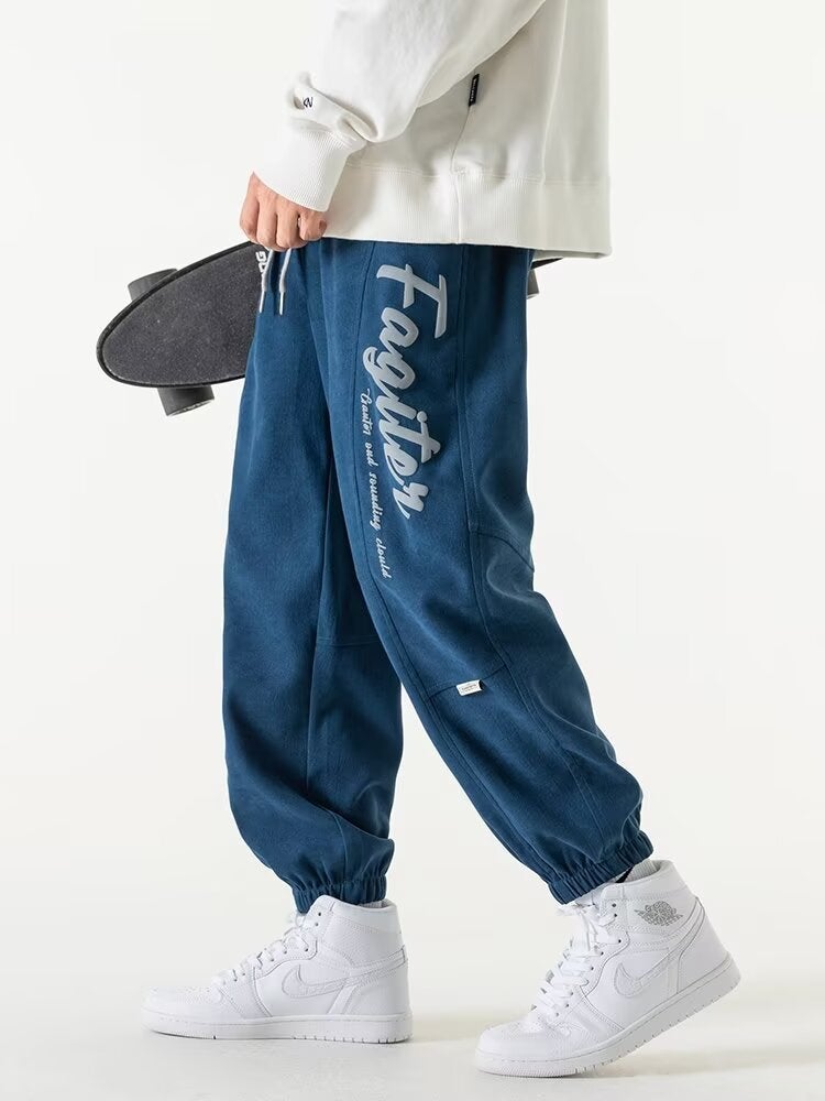 Black And Gray Letter Printed Pants Summer Men'S Loose Straight Trendy Brand Casual Pants Wide Leg Pants American High Street Ins Trend - Image 4